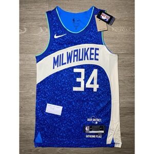100% Authentic Nike Giannis Antetokounmpo Bucks City Edition Jersey Men 40 SMALL